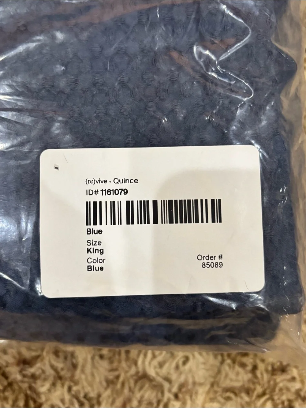 Organic Luxe Honeycomb King Duvet Cover Indigo Blue